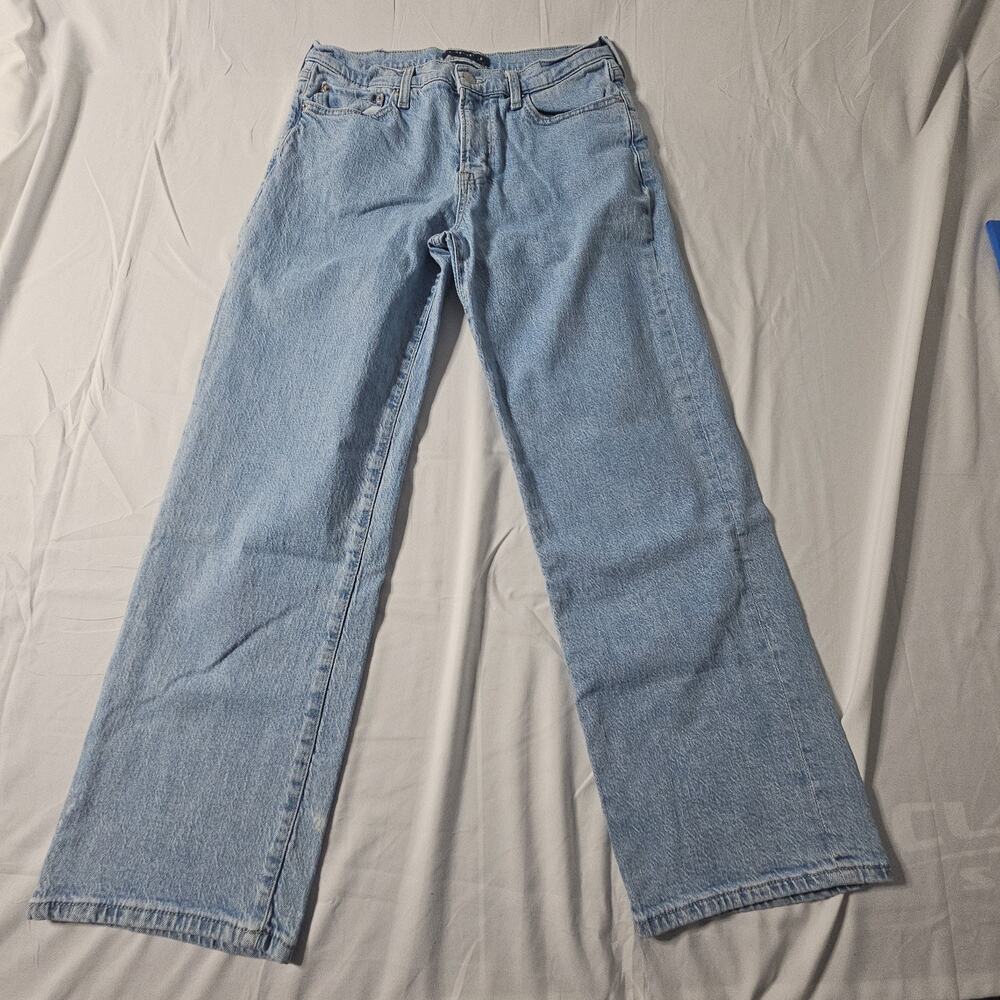 Aeropostale Wide Leg Baggy Jeans Mens 30×30 Light Wash Denim 99% Cotton